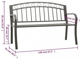szürke kerti pad 120 cm