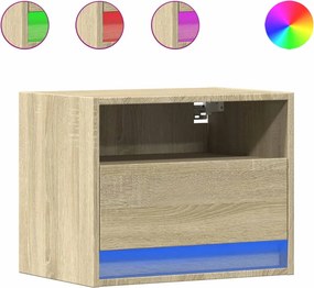 vidaXL 2 db sonoma tölgy színű fali éjjeliszekrény LED-világítással