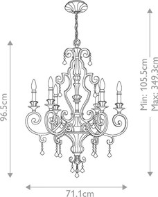 Quoizel QZ-MARQUETTE6-A - Láncos csillár MARQUETTE 6xE14/60W/230V bronzszínű