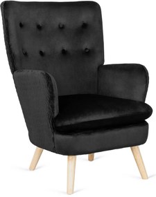 Füles Fotel Fekete Bársony Kárpittal. SANTOS