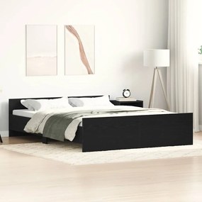 fekete tölgy színű szerelt fa ágykeret matrac nélkül 160x200 cm