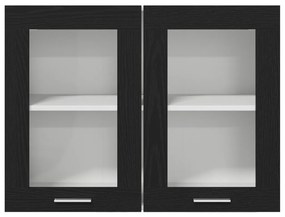 vidaXL Fekete Tölgy Függő Üveg Szekrény 80x31x60 cm Műanyag Fából