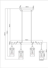 Globo 15564-4H - Csillár zsinóron FANNI 4xE27/40W/230V