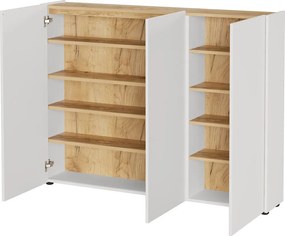 Krémszínű szekrény tölgyfa dekorral 138x105x25 cm Libbiano – Germania