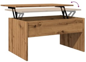 kézműves tölgy színű szerelt fa dohányzóasztal 80x50,5x41,5 cm