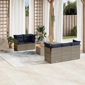 6 részes szürke polyrattan kerti ülőgarnitúra párnával