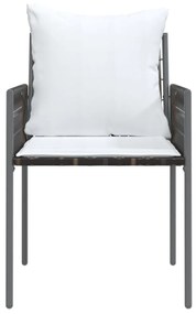 6 db barna polyrattan kerti szék párnával 54x61x83 cm
