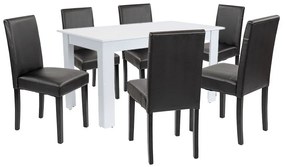 Leon 6+1 étkező garnitúra fehér-fekete