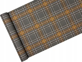 A Kockás tapéta, mint a szürke szövet, barna melegíti a belső teret