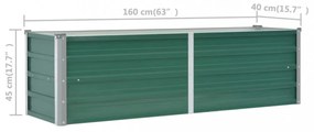 zöld horganyzott acél kerti magaságyás 160 x 40 x 45 cm