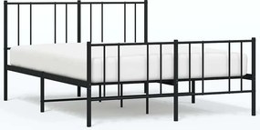 vidaXL fekete fém ágykeret fej- és lábtámlával 120 x 190 cm
