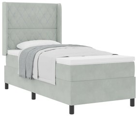 Boxspring Ágy Matraccal Világosszürke 90x190 cm Bársonyos