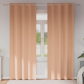 Függönyök függönyökkel 2 pcs Világosbarna 225x140cm Poliészter