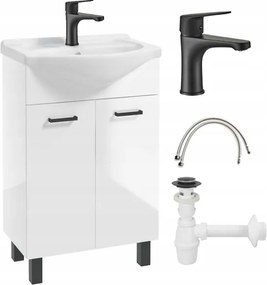 Fürdőszobaszekrény 84x55-ös mosdóval, lábakon, csapteleppel és szifonnal komplett