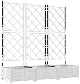 Kerti Virágcserép Rácsozattal 3 db Fehér 120x40x125.5 cm