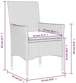 5 részes fehér polyrattan/üveg kerti étkezőgarnitúra párnákkal