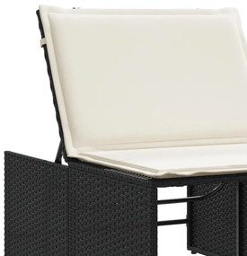 2 db fekete polyrattan napozóágy asztallal