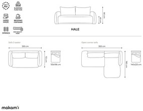Terrakotta színű kinyitható sarokkanapé (jobb oldali-heverő résszel) Hale – Makamii