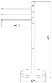 Aqualine - Állvány törölközőtartóval SAMBA 85,5 cm rozsdamentes/fényezett króm
