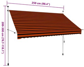 narancssárga és barna kézzel feltekerhető napellenző 250 cm