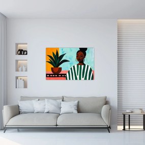 Kép - Nő virággal (90x60 cm)