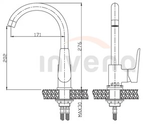 Invena Dokos, mosogató csaptelep forgókarral, fehér-króm, INV-BZ-19-002-V