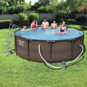 Bestway MYKONOS LUX rattan hatású fémvázas medence szett 366 x 100 cm