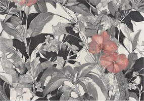 Fotótapéta levelek 3D Hatás virágok Modern elegáns nappali hálószoba Loft