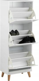 Fehér álló cipősszekrény 3 ajtóval 12 párhoz zárható Mitra