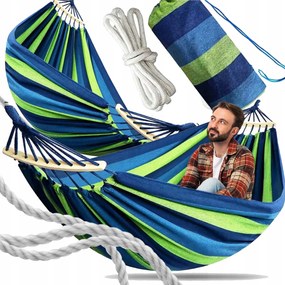 Kerti függőágy 2 személyes XXL 260x150 rúddal, hinta, túrafotel