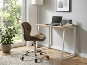 ZARIMO irodai szett íróasztal 80x40 cm, fehér/sonoma tölgy + AVOLA VELVET szék, barna