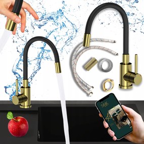 Konyhai Csaptelep flexibilis Kifolyócsaptelep arany mosogatóhoz 7in1