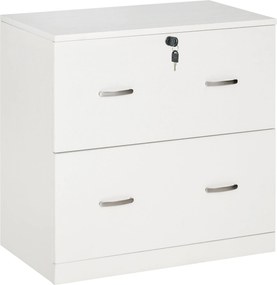 Vinsetto Irodai Irattartó Szekrény 2 Fiókkal Lógó Mappákhoz Zárral és 2 Kulccsal 74x42x72 cm Fehér | Aosom