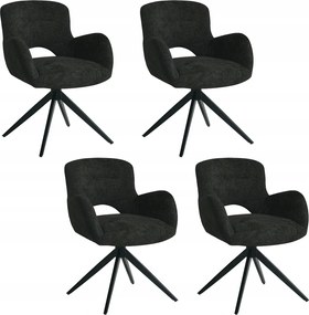 4 db-os modern Theo kárpitozott szék szett fekete Loft nappali irodába