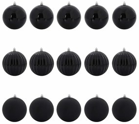 Karácsonyi Díszgömb Készlet 15 pcs Fekete