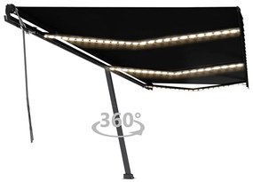 Antracitszürke kézzel kihúzható LED-es napellenző 600 x 350 cm