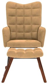 vidaXL barna bársony hintaszék lábtartóval