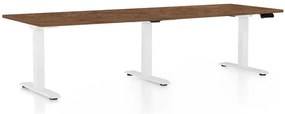 OfficeTech Long állítható magasságú asztal, 240 x 80 cm, fehér alap, silverjack tölgy