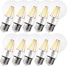 10x Led izzó E27 Filament 6W=75W Edison Dekoratív fényfüzér 600lm Meleg