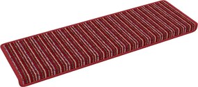 vidaXL Öntapadós lépcsőszőnyegek Csíkos 15 pcs Piros 65 x 21 x 4 cm