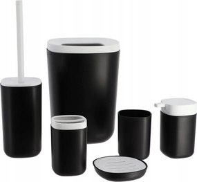 Fürdőszobai kiegészítő szett 6 részes WC-hez Fekete-fehér kefe kosár