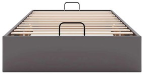 Ottomán ágykeret matrac nélkül szürke 90x190 cm műbőr