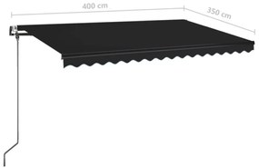 antracitszürke szélérzékelős és LED-es napellenző 400x350 cm