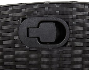 fekete polyrattan dönthető kerti pad párnával