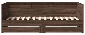 barna tölgy kanapéágy fiókkal matrac nélkül 100x200 cm