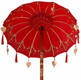 Napernyő Alappal Piros, Barna 250 cm Pamut, Fa