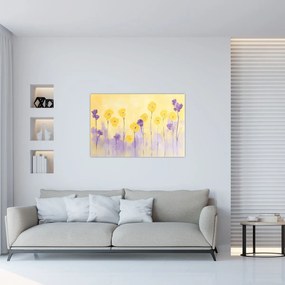 Kép - Lila és sárga virágok (90x60 cm)
