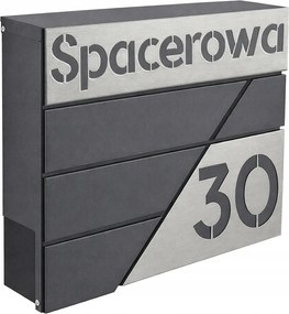 Postaláda rozsdamentes acél Antracit cím házszám Cnc bedobó