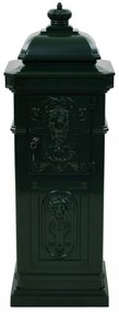 zöld, vintage, rozsdamentes alumínium álló postaláda
