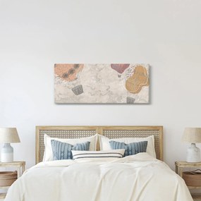 Kép - léggömbök a város felett , meleg tónusok (120x50 cm)